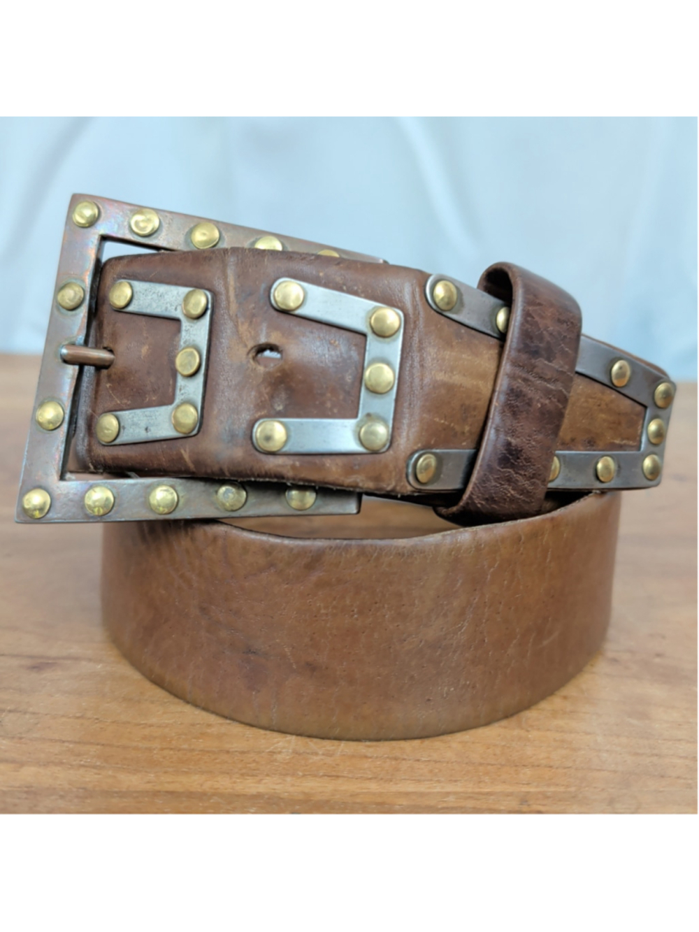 High Quality Waxed Steer hide Leather Belt with embellishment